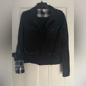 UNIONBAY Black Utility Jacket with Plaid Lining